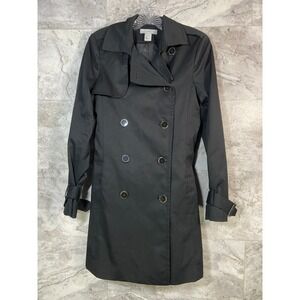 H&M Black Double Breasted Trench Coat Women's Size 4 *No Belt*
